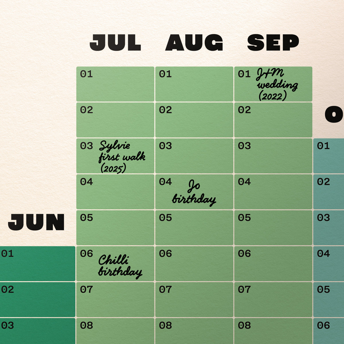 Perpetual Blocks: Undated calendar poster