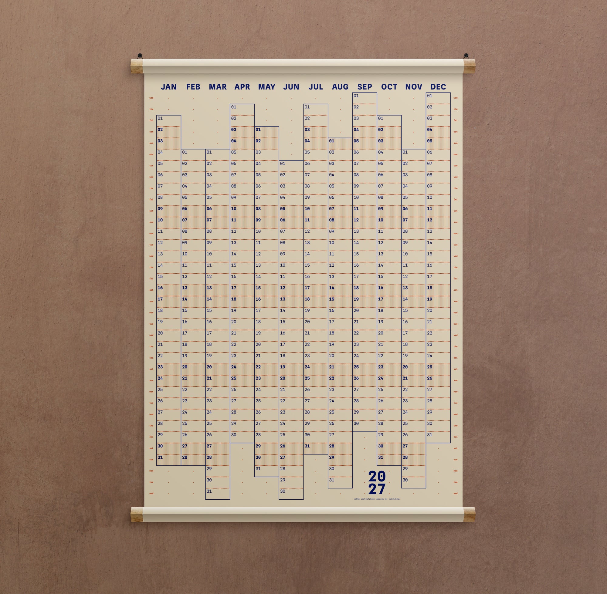 Dotline: 2027 yearly wall planner