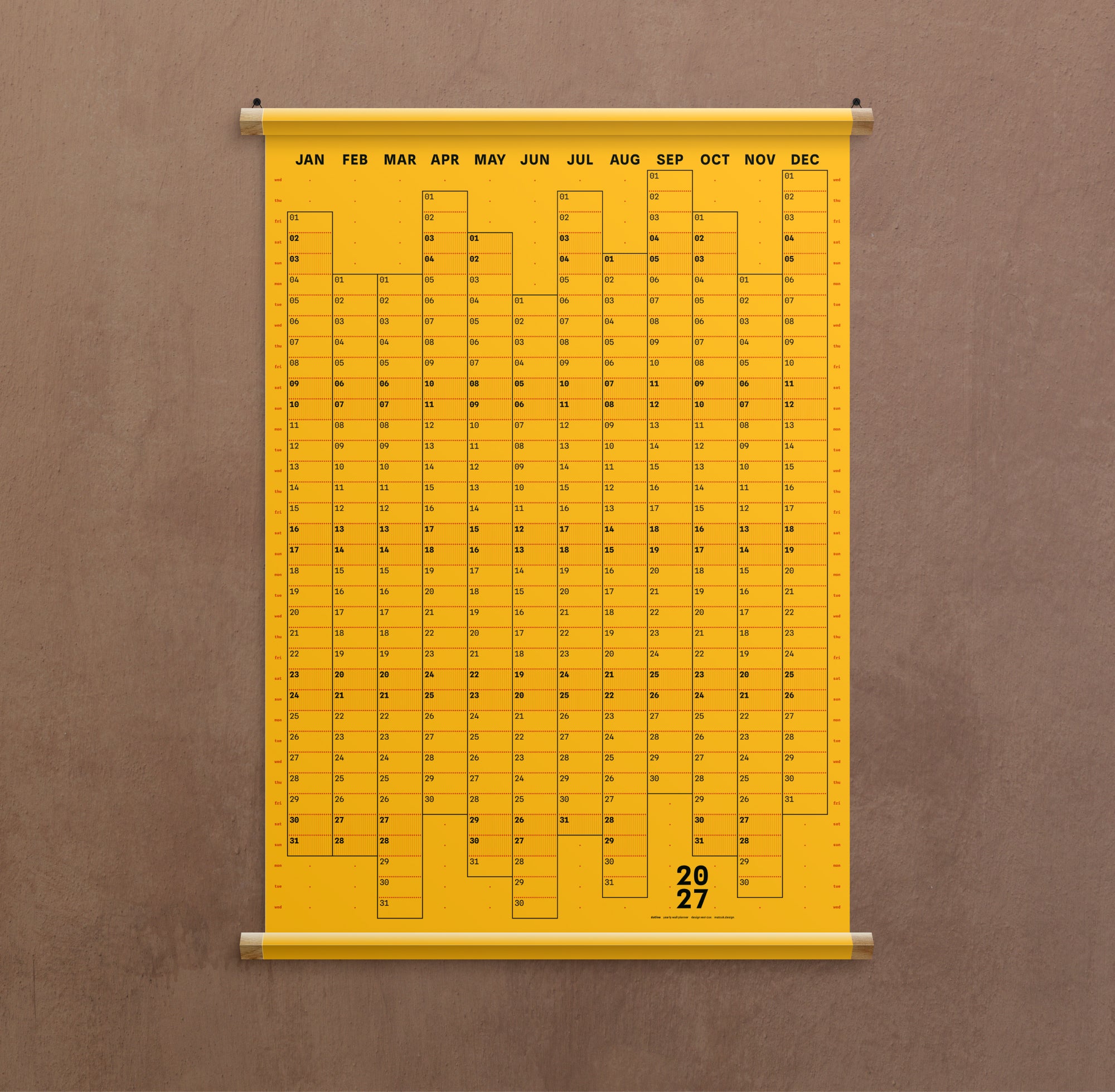 Dotline: 2027 yearly wall planner