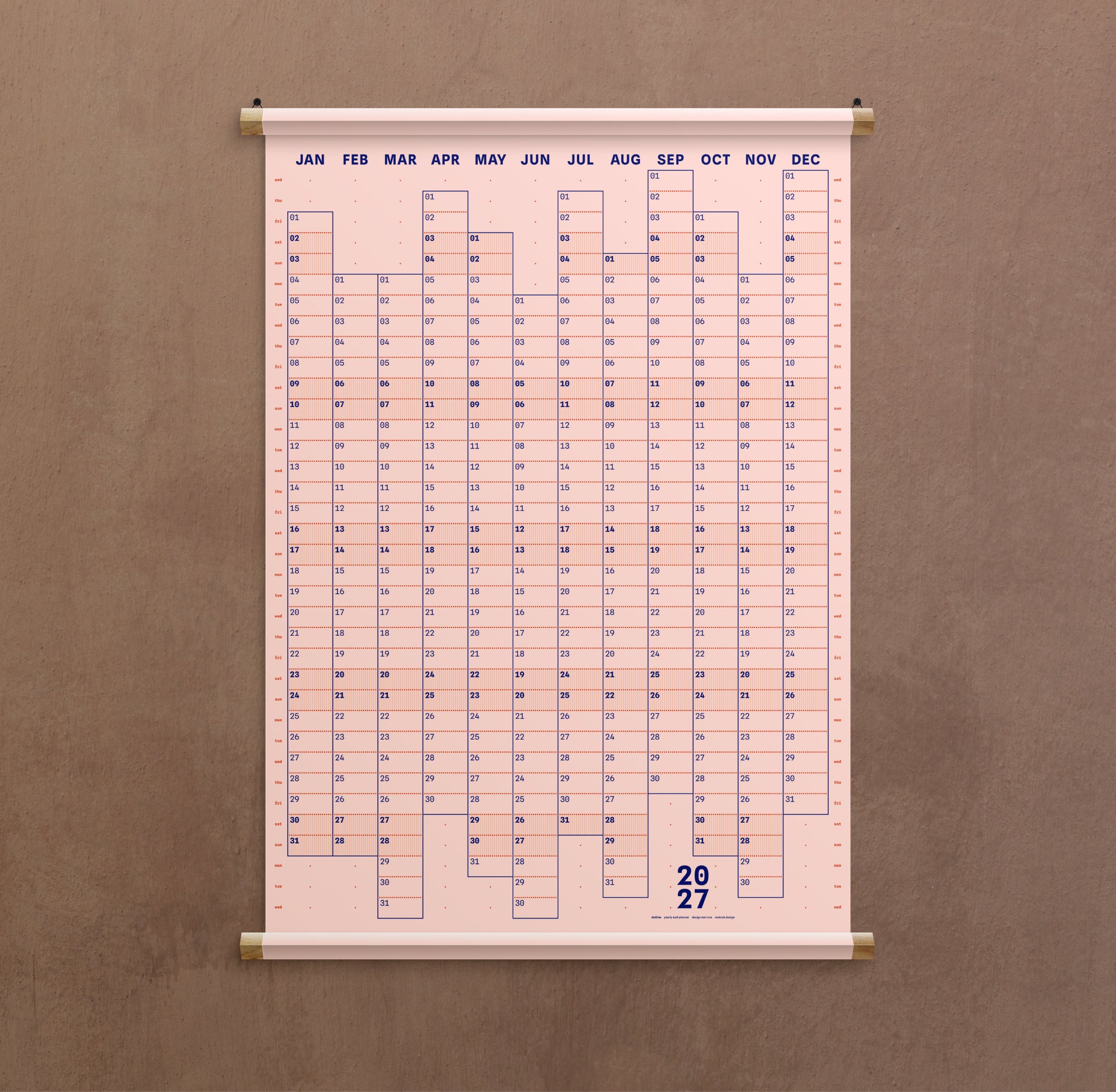 Dotline: 2027 yearly wall planner