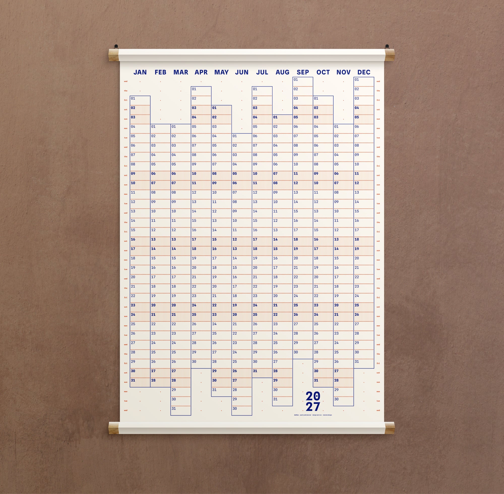 Dotline: 2027 yearly wall planner