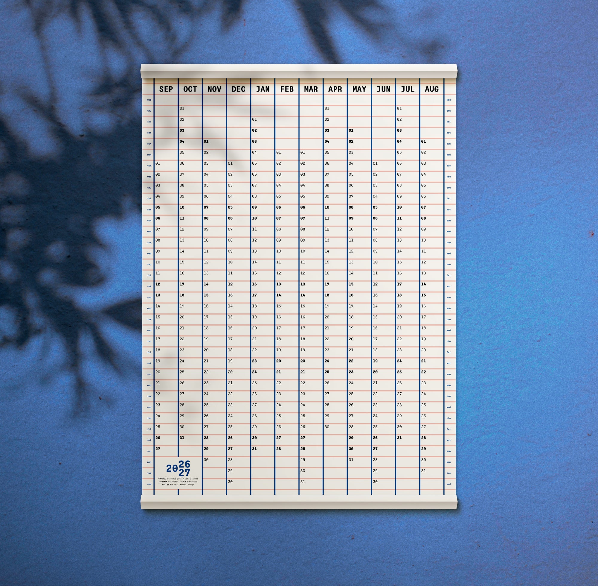 Academic Squared: 2026/27 yearly wall planner