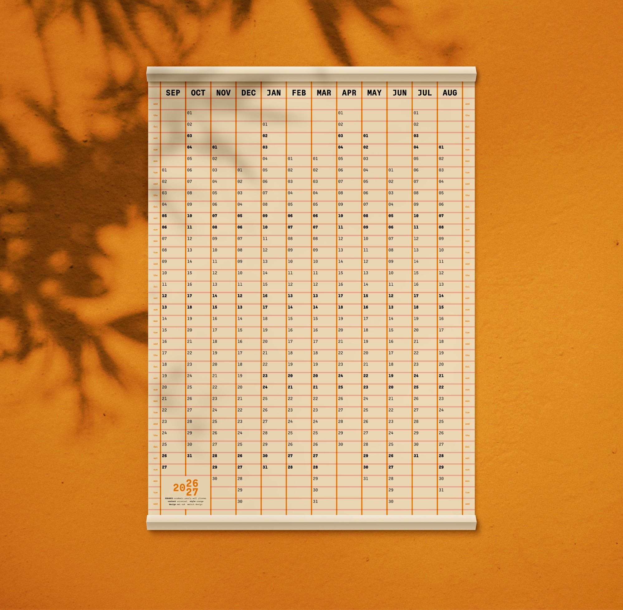 Academic Squared: 2026/27 yearly wall planner