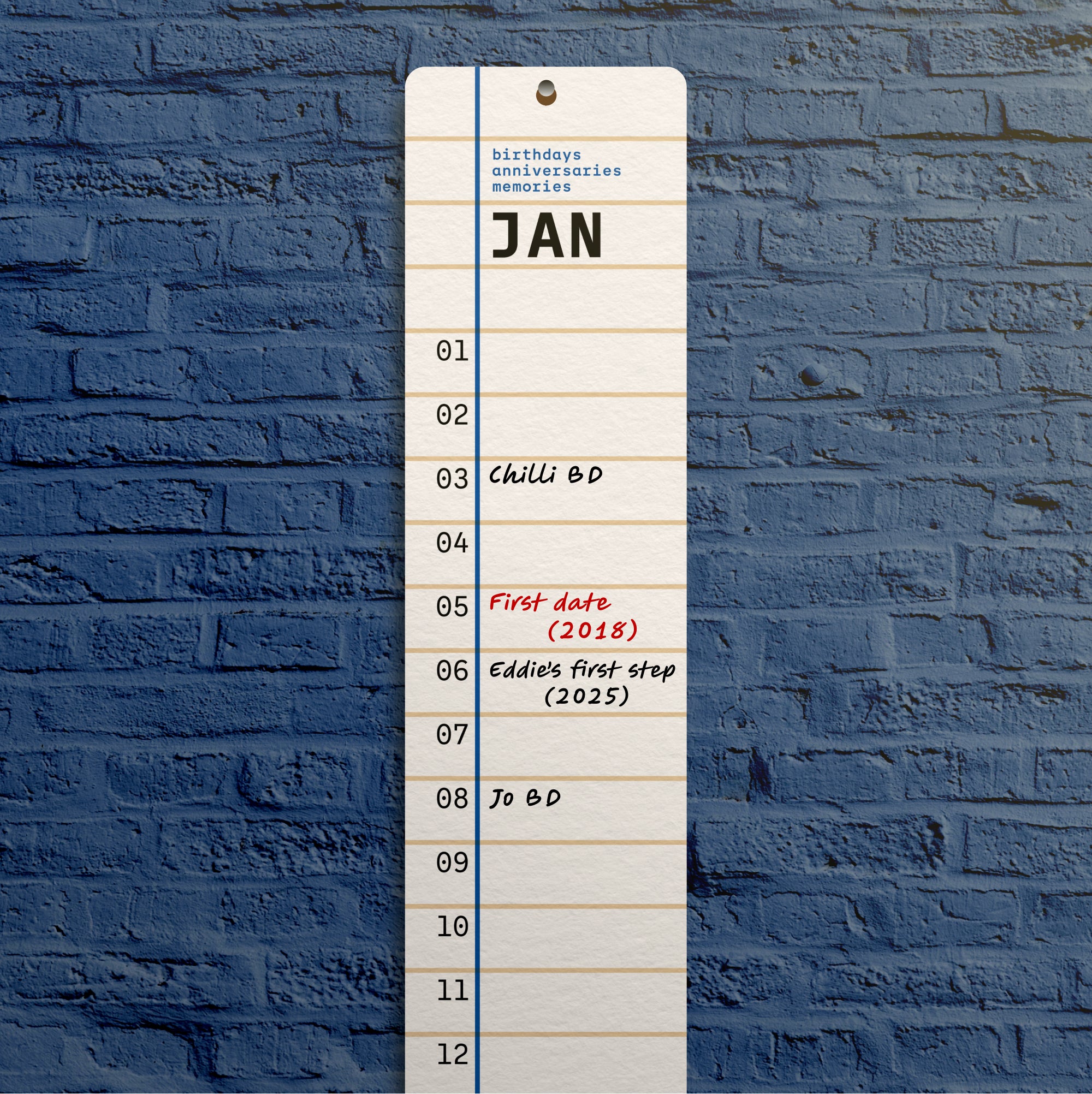 Perpetual Squared: undated wall calendar