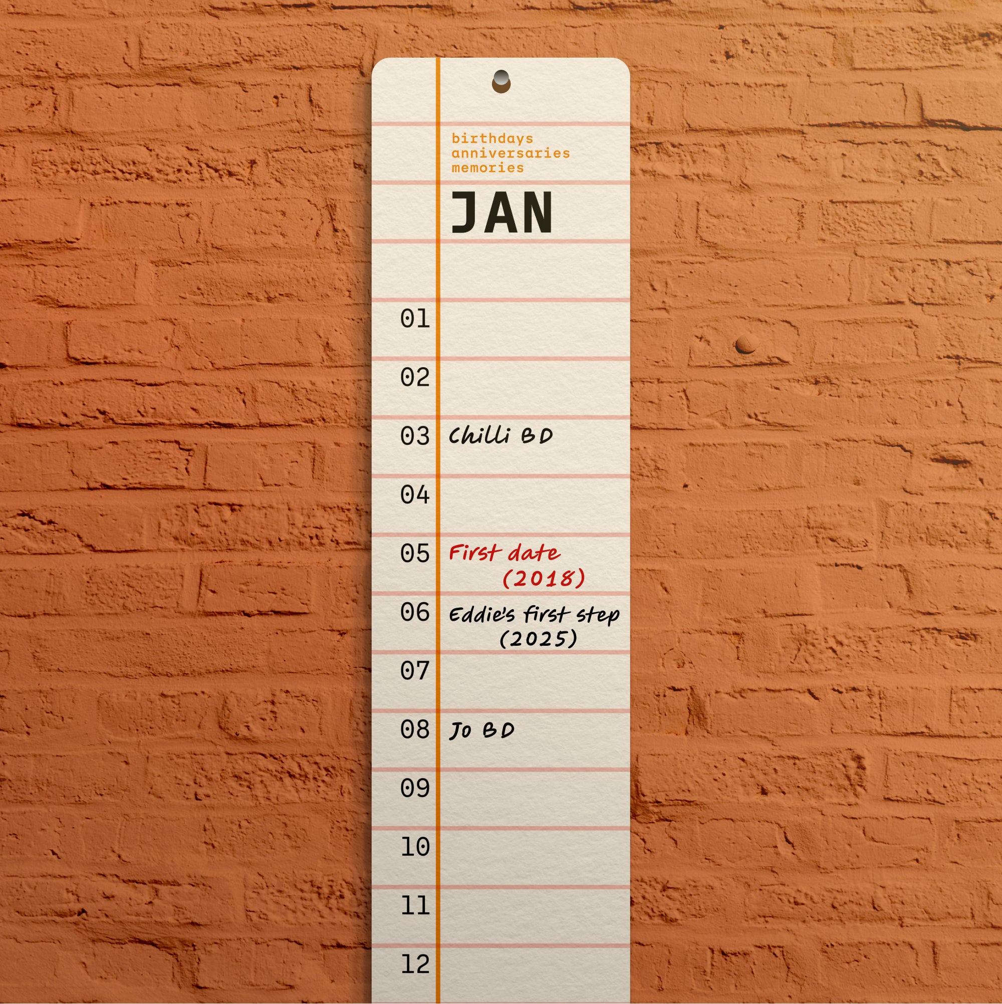 Perpetual Squared: undated wall calendar